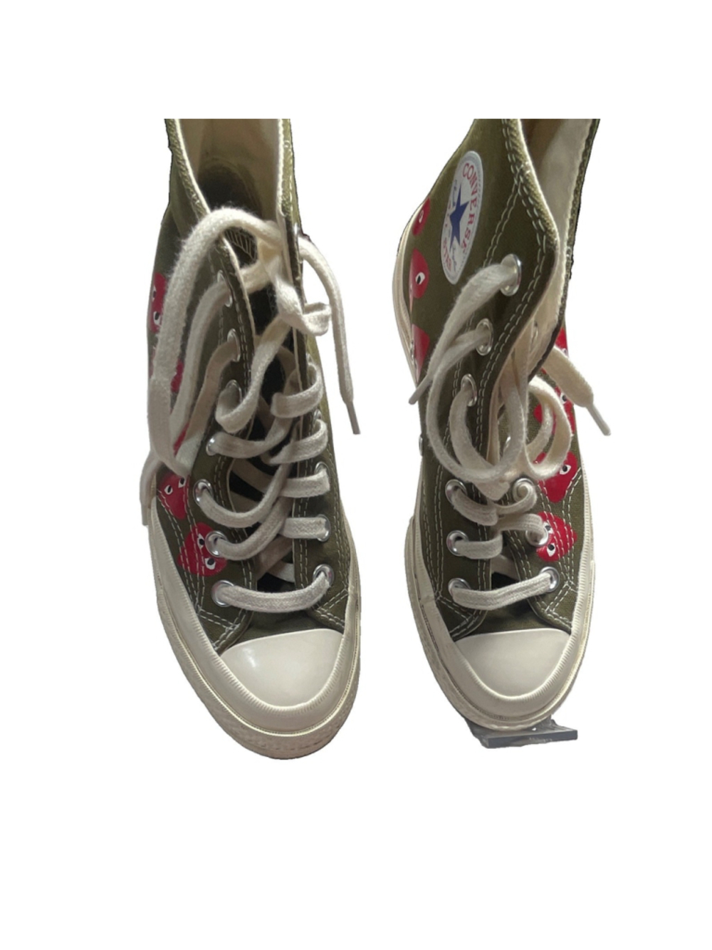 Converse Comme des Garcons PLAY Chuck Taylor All Star High Top Olive Green/ A604 - Picture 4 of 9